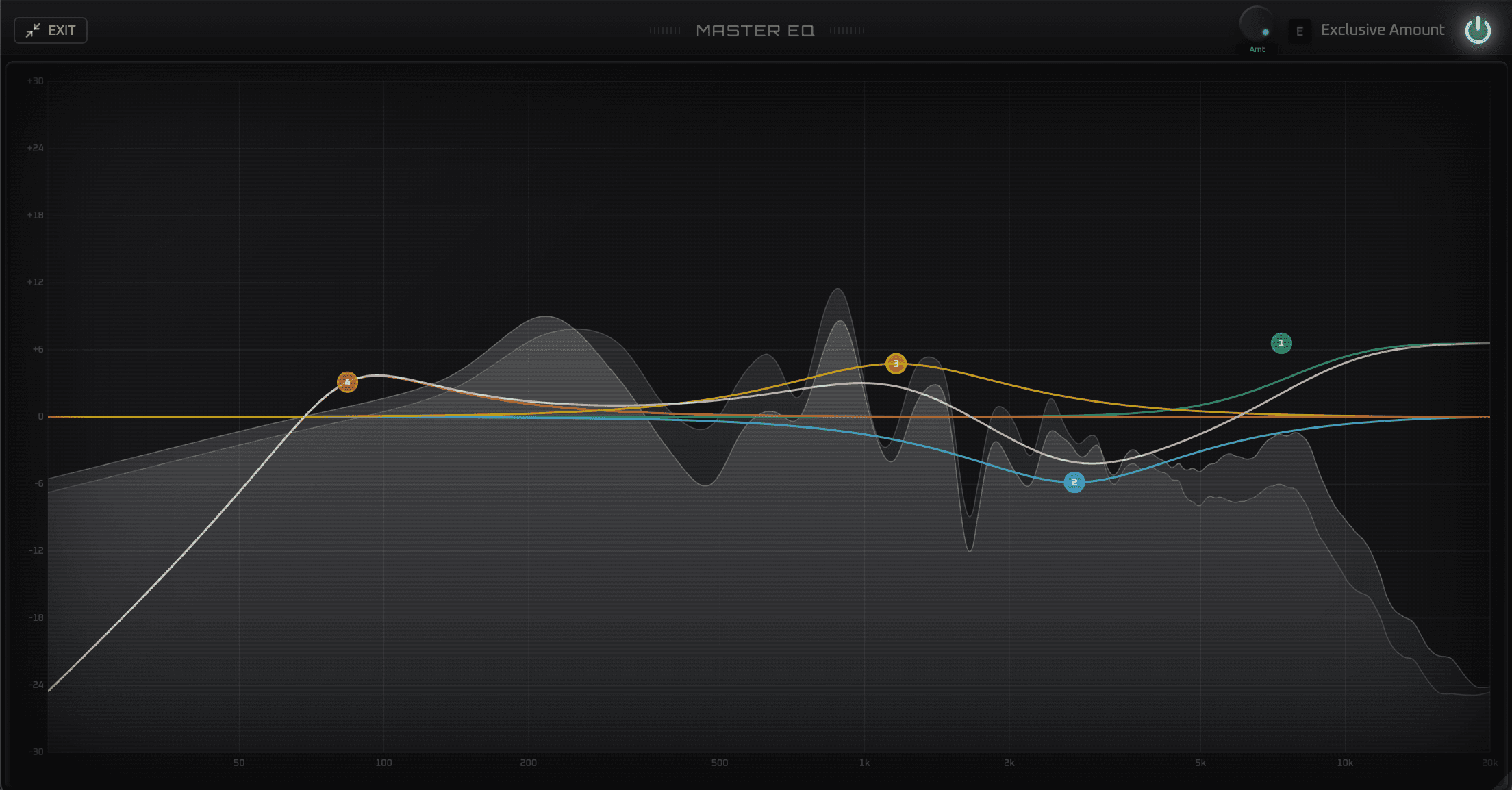 FAT-X3 24-band Master EQ with live spectrum and A/B/C/D curves